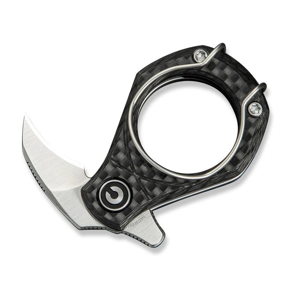 CIVIVI Pyrus Ring Knife | 14C28N & Twill Carbon Fiber Slip Joint