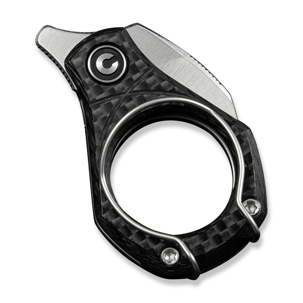 CIVIVI Pyrus Ring Knife | 14C28N & Twill Carbon Fiber Slip Joint