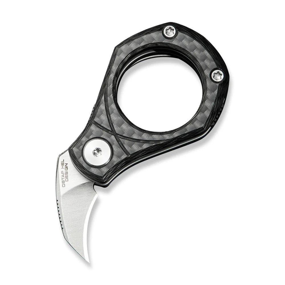 CIVIVI Pyrus Ring Knife | 14C28N & Twill Carbon Fiber Slip Joint