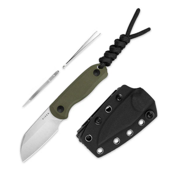Kizer Drop Bear Fixed Blade | AEB-L & Olive G-10