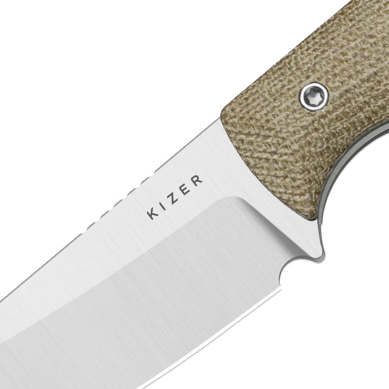 Kizer Field Mouse | Brown Norplex UltreX Micarta | 14C28N Fixed Blade