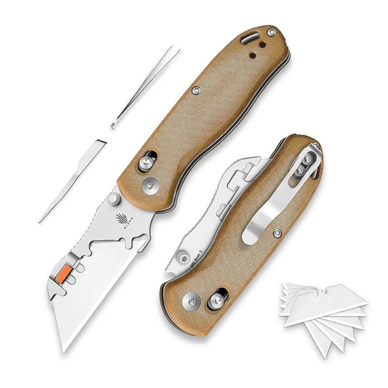 Kizer Drop Bear Utility | Uti BEAR 2 | Brown Micarta