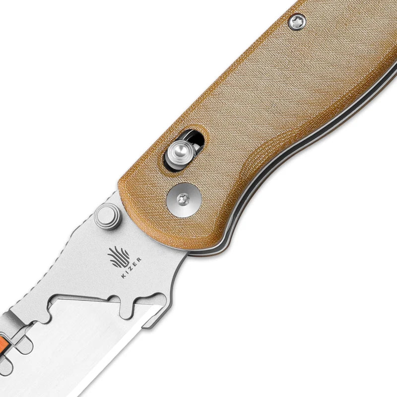 Kizer Drop Bear Utility | Uti BEAR 2 | Brown Micarta