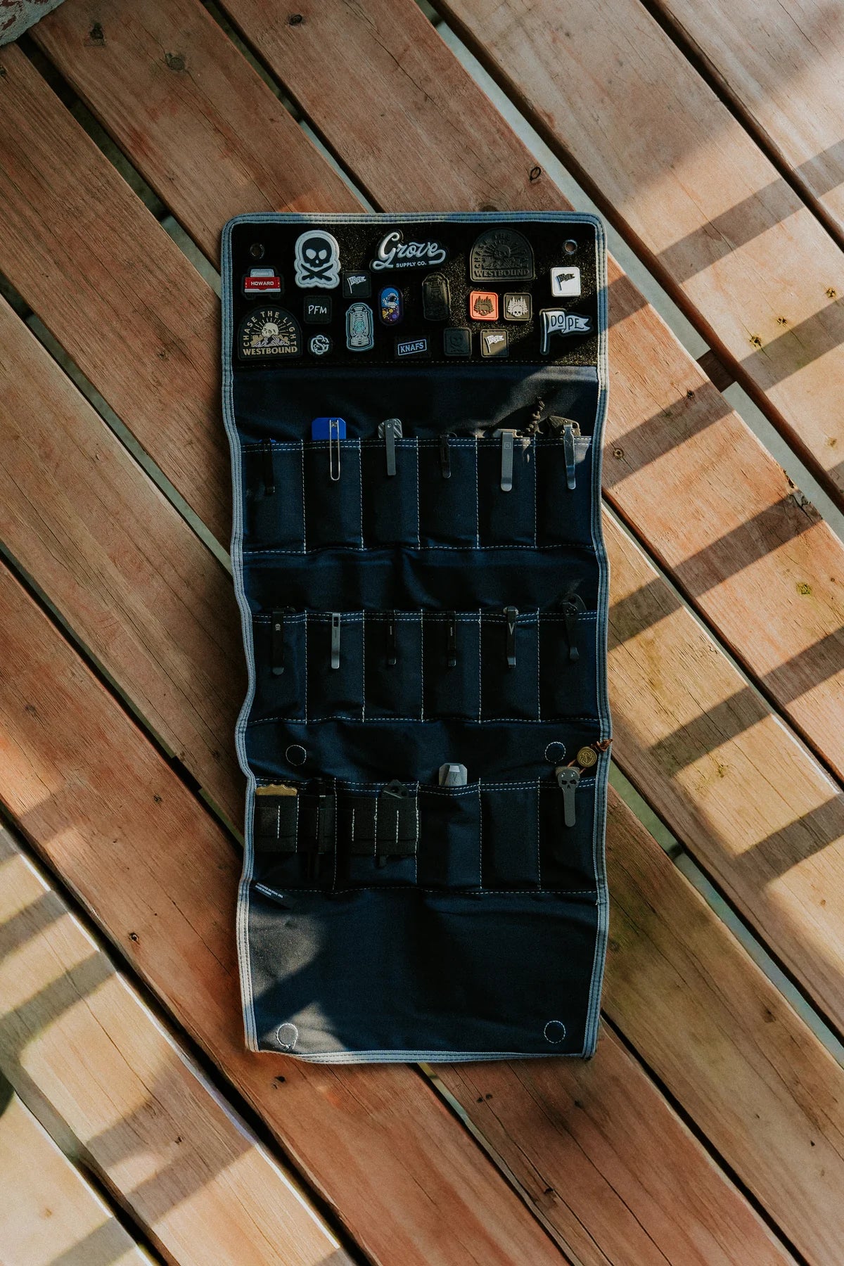 Knafs Burrito Grande Knife Storage Roll | Navy Blue Waxed Canvas