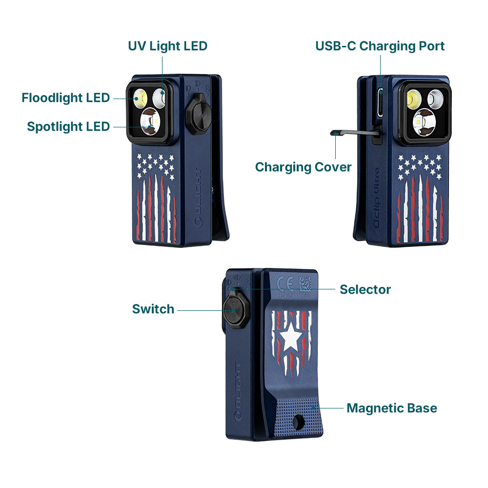 Olight Oclip Ultra | Stars & Stripes | 3-in-1 Clip Light