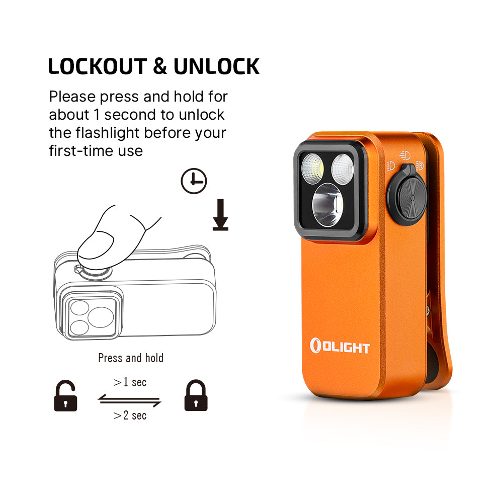 OLIGHT OCLIP PRO | ORANGE CLIP LIGHT WITH WHITE AND RED LIGHT