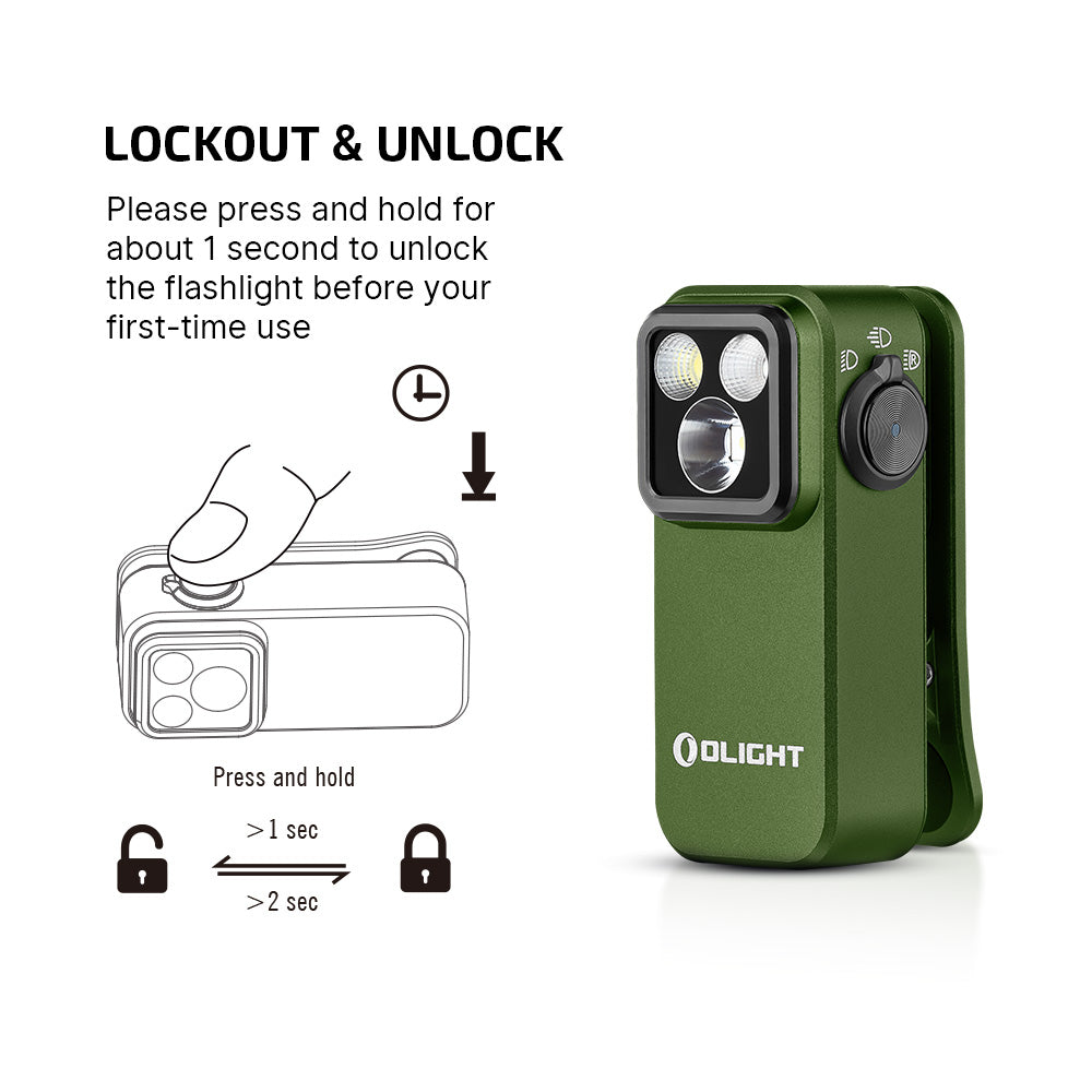 OLIGHT OCLIP PRO | GREEN CLIP LIGHT WITH WHITE AND RED LIGHT