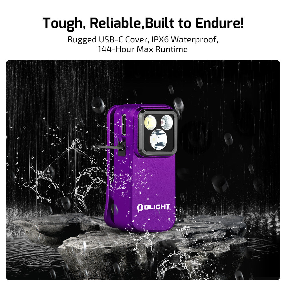 OLIGHT OCLIP PRO PURPLE | TRIPLE-BEAM CLIP LIGHT WITH FLOOD, SPOT & RED