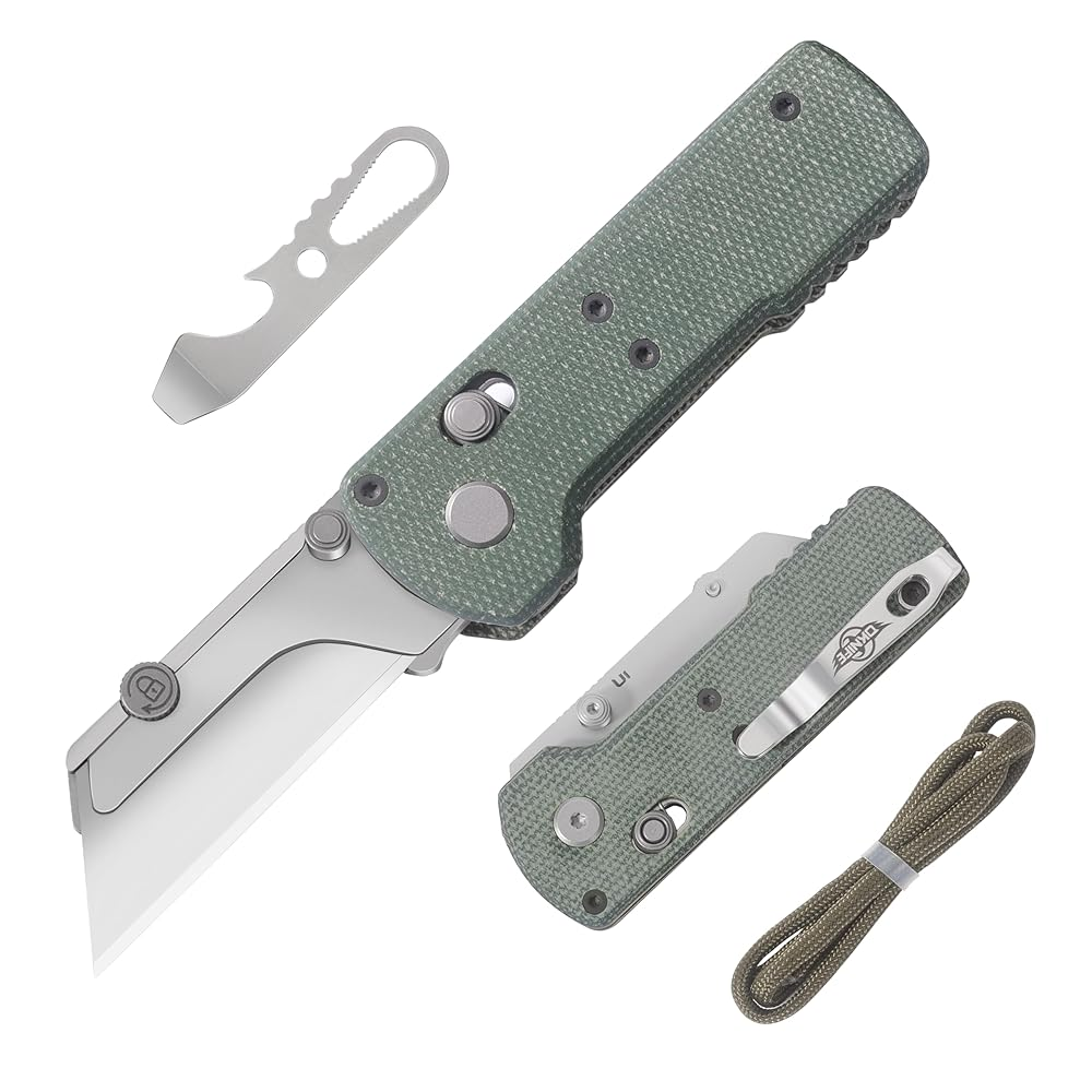OKNIFE U1 Green Micarta Folding Utility Knife | Replaceable Blade