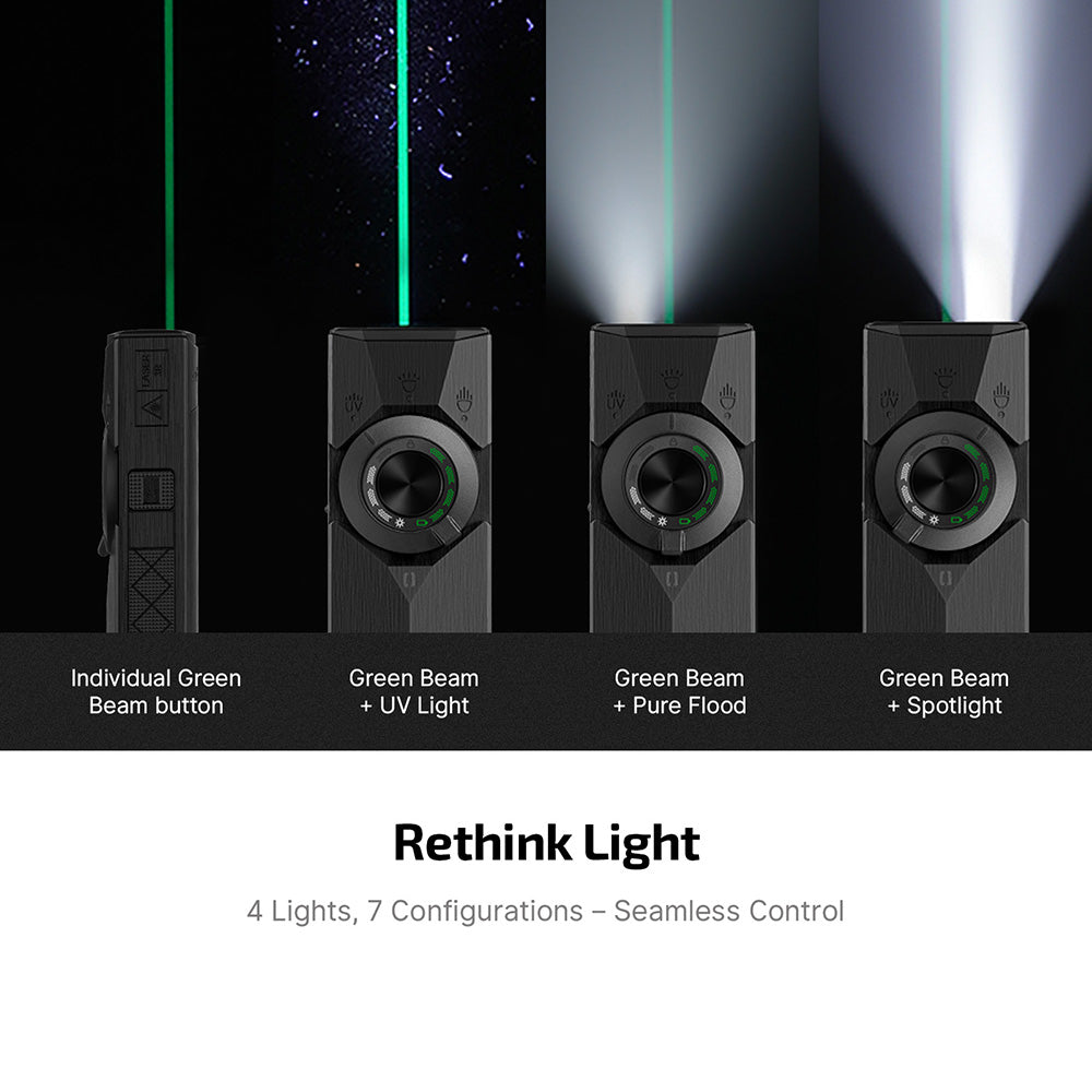 Olight ArkPro Ultra | Oynx Black | 1700 Lumen Flood + Spot + UV + Green Laser EDC Light