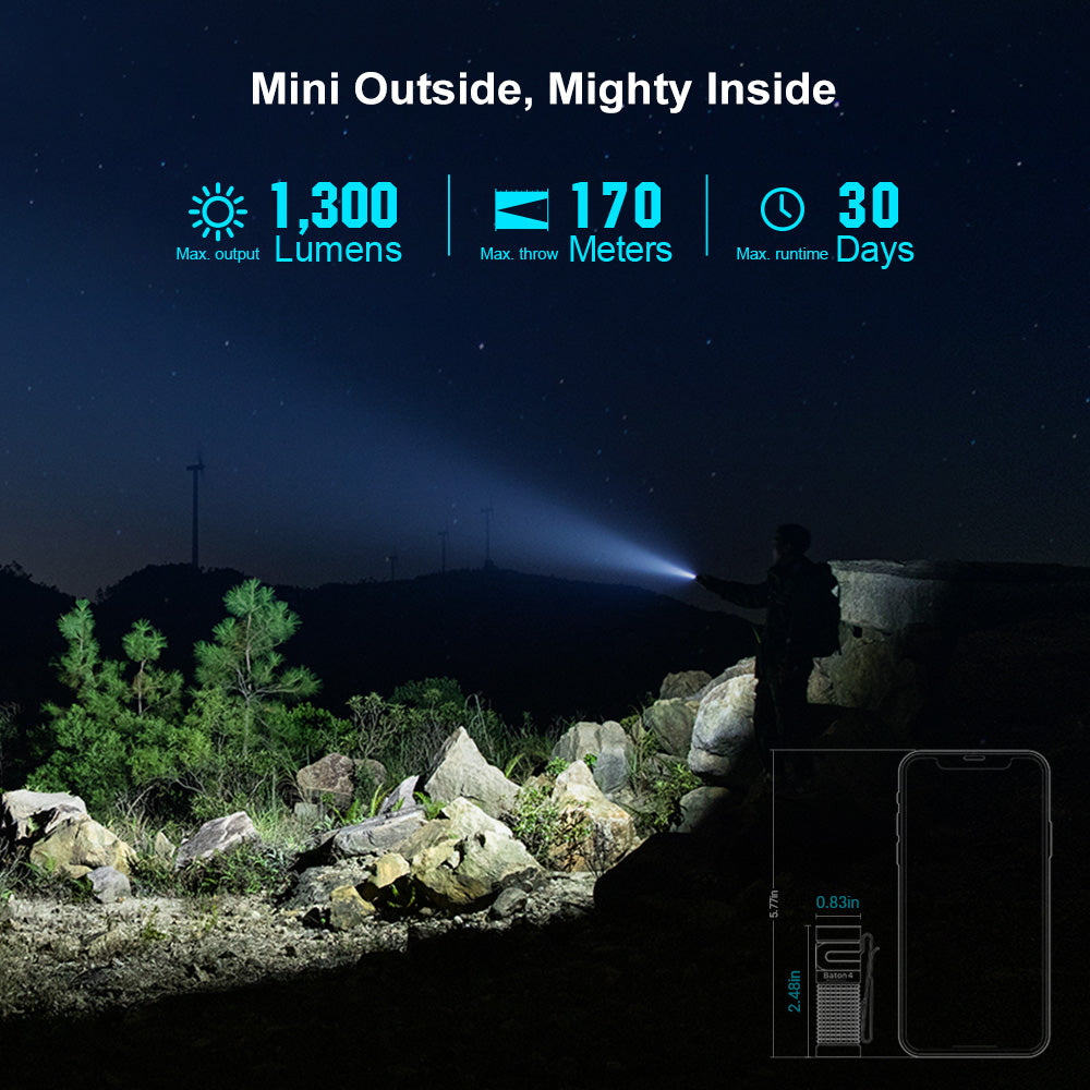 Olight Baton 4 Premium | Regal Blue | 1300 Lumen Rechargeable Flashlight