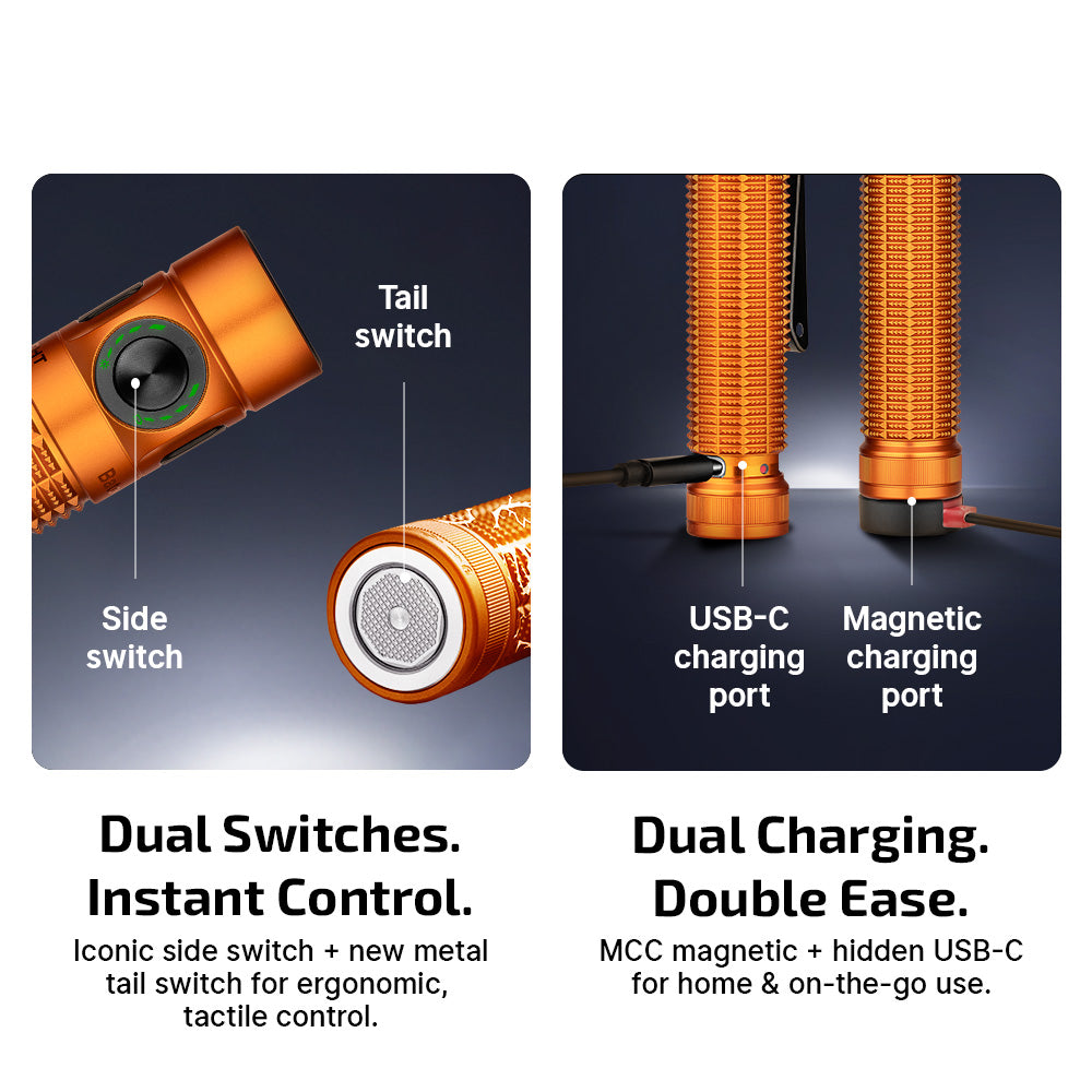 Olight Baton 4 Pro – Orange | 1500 Lumen Rechargeable Edc Flashlight