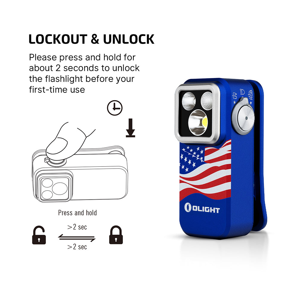Olight Oclip Pro S | Stars & Stripes Edition | 5-in-1 Rechargeable Clip Flashlight
