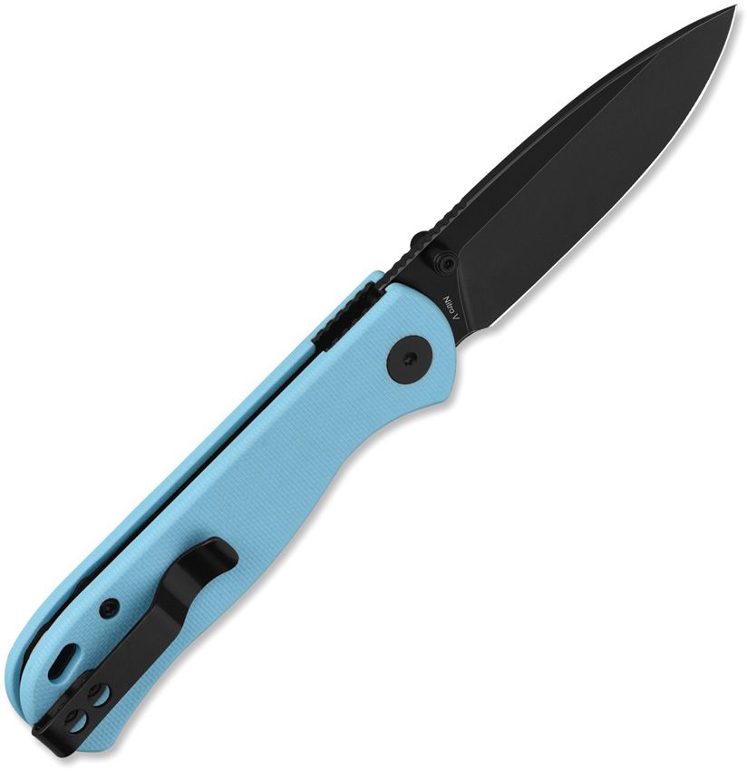 QSP Ferret | Black Nitro-V & Sky Blue G-10 Liner Lock Knife