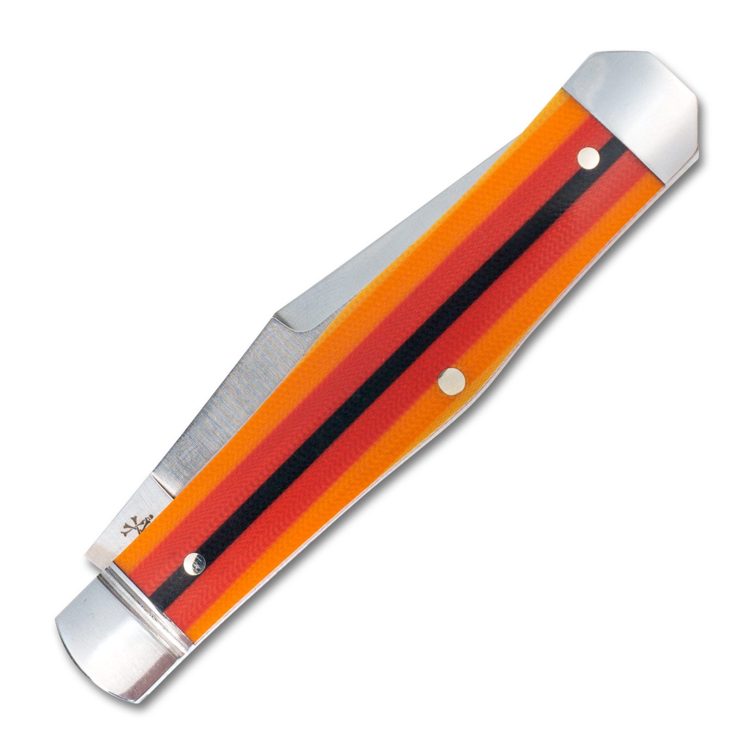 Rear view of the Cane Creek Jack in G10, closed, highlighting color layering and slim frame design.