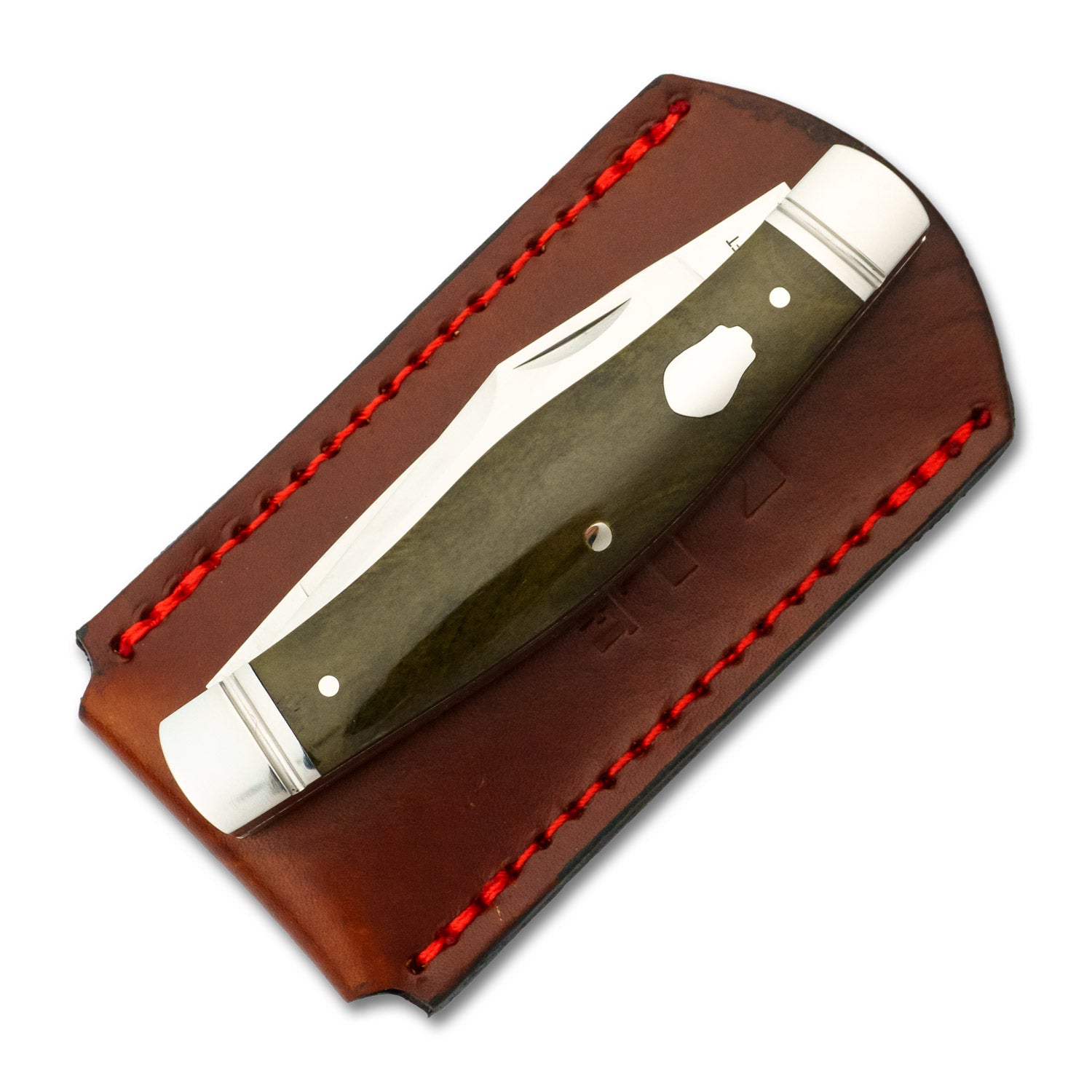 RoseCraft Large Knife Slip shown with the Mosquito Lake Moose, demonstrating compatibility with dual-blade patterns.