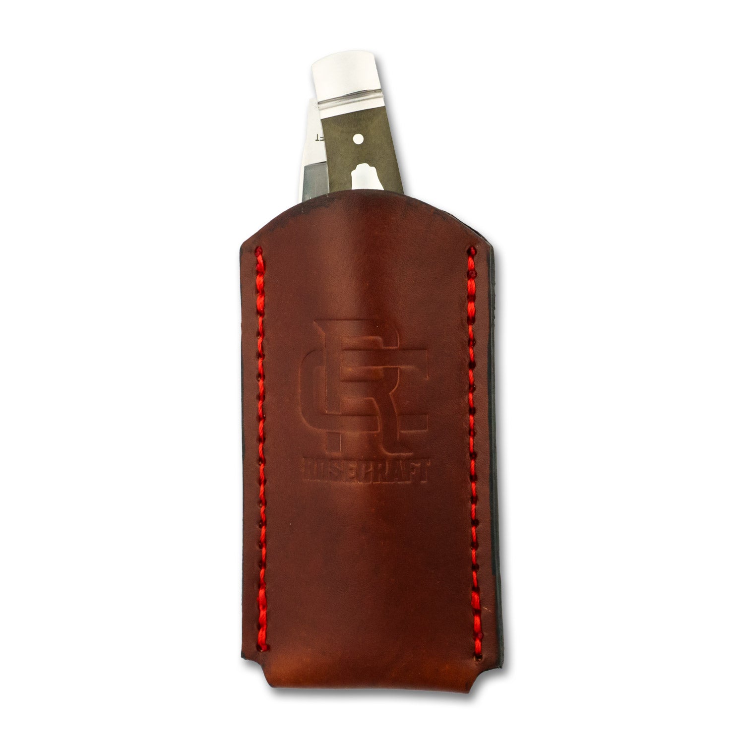 RoseCraft Large Knife Slip shown with the Mosquito Lake Moose partially inserted, demonstrating compatibility with dual-blade patterns.