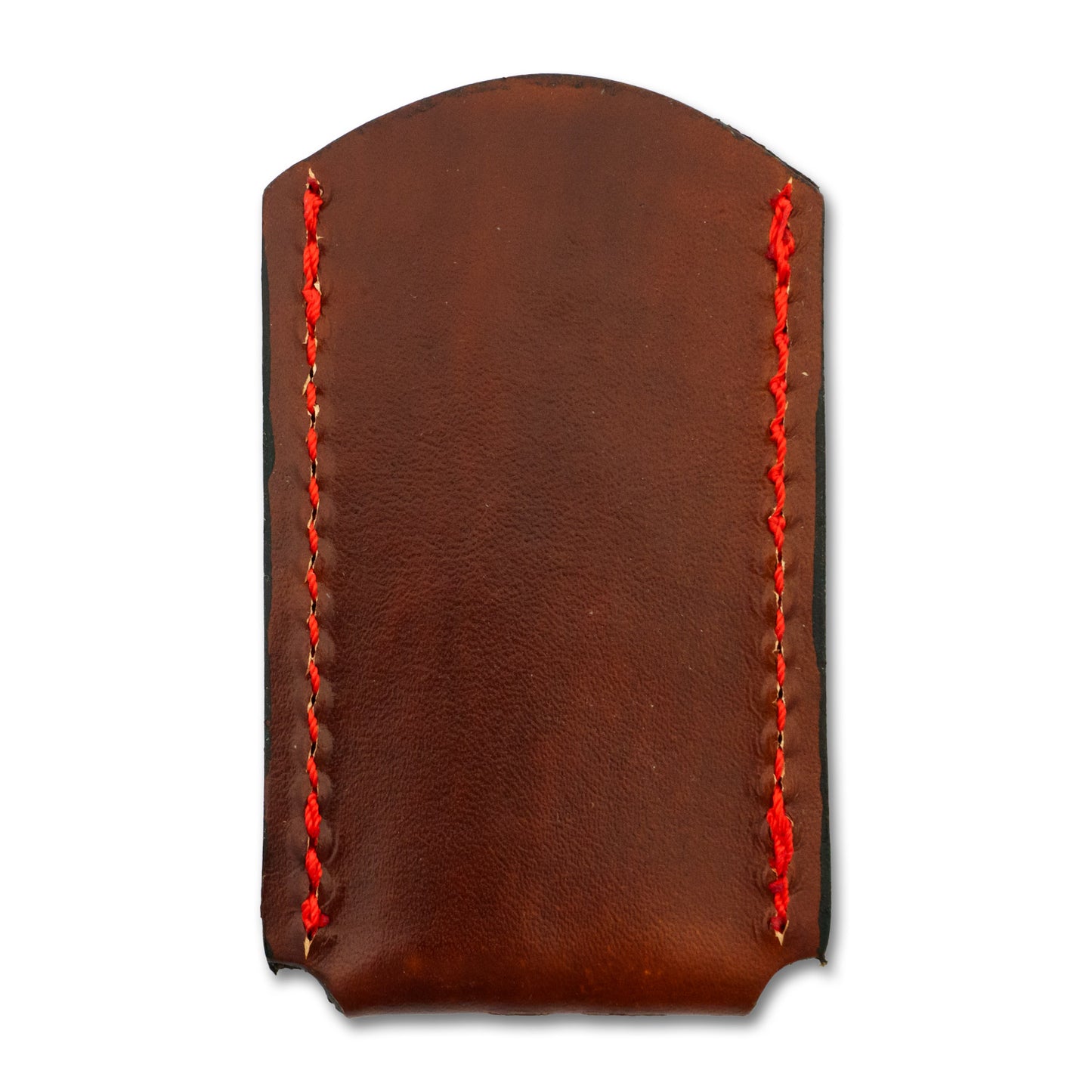 Rear view of the medium knife slip, highlighting the smooth leather backing and clean edge stitching.