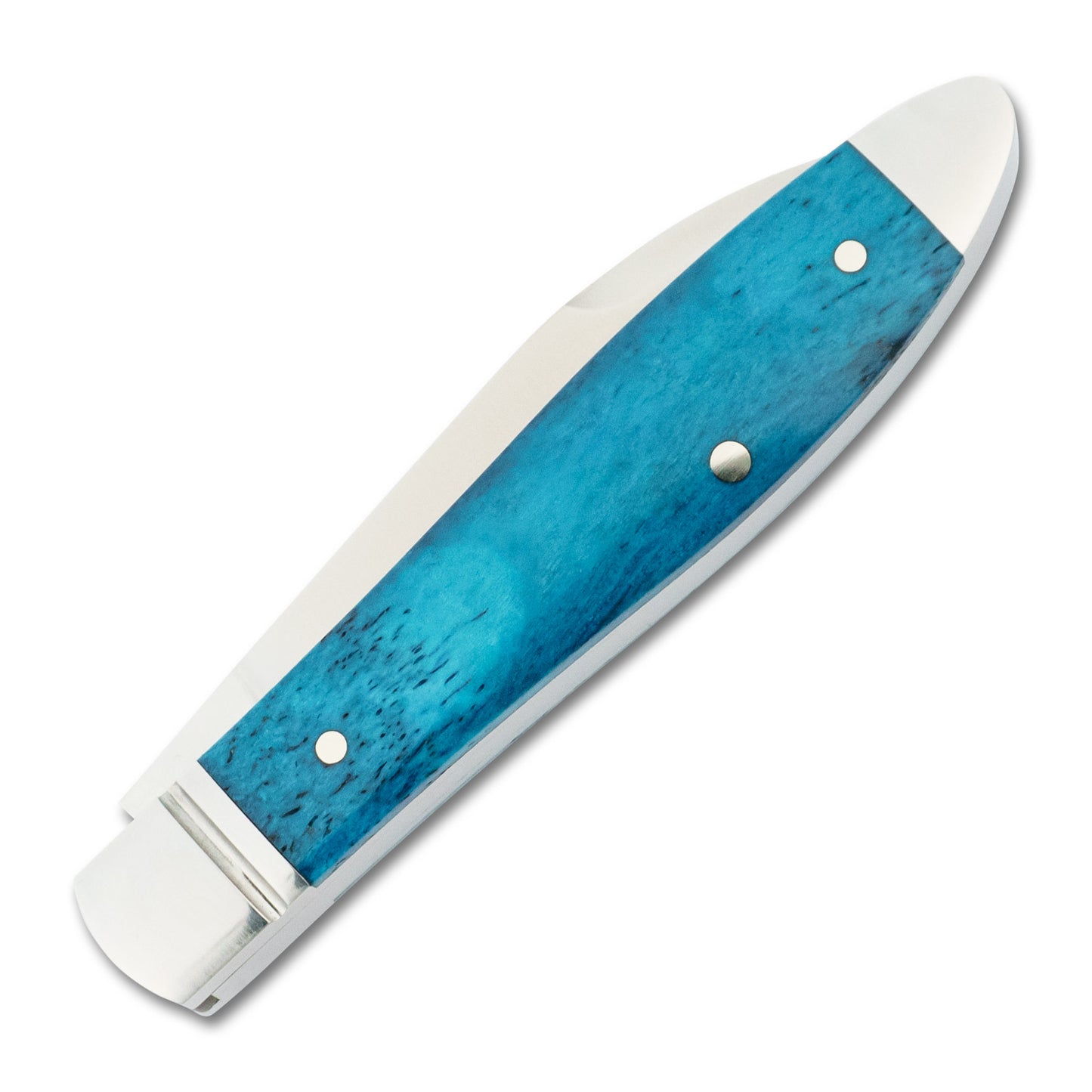 Rear view of the Tear Drop closed, highlighting smooth bone, subtle taper, and pin placement.